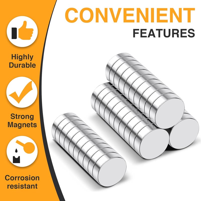 TRYMAG 40Pcs Refrigerator 8x3mm Small Round Magnets for Crafts, Mini Rare Earth Tiny Strong Neodymium Disc Magnets for Whiteboard, Fridge, Office, Hobbies, Kitchen, DIY - Image 2